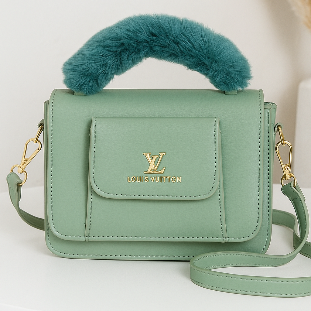 Tea Green Fur Envelope Satchel