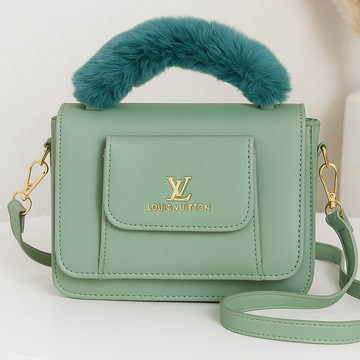 Tea Green Fur Envelope Satchel