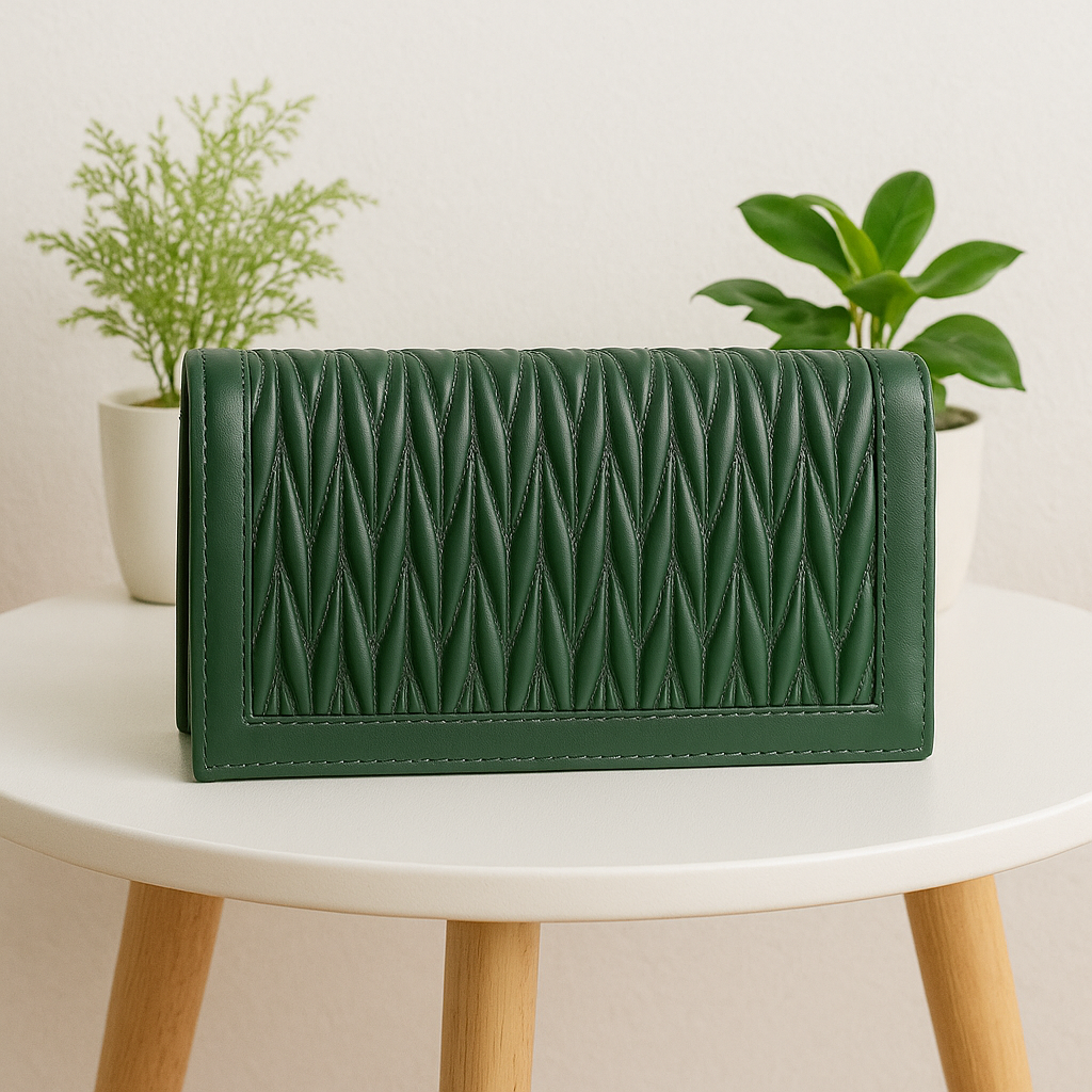 Classic Green Quilted Evening Bag