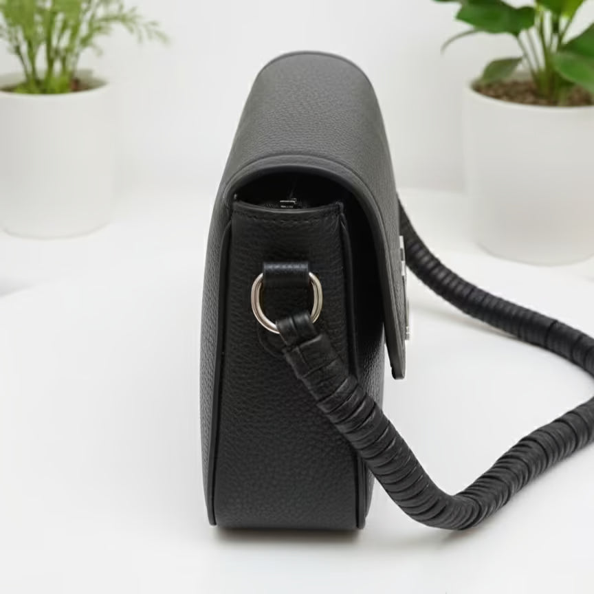 Imported Pebble Grain Leather Crossbody Bag