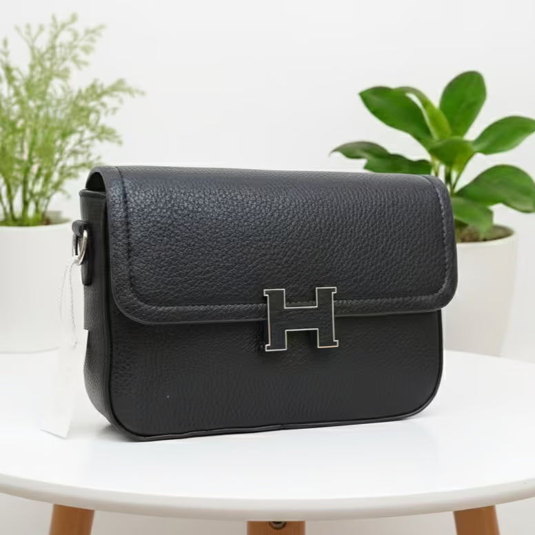 Imported Pebble Grain Leather Crossbody Bag