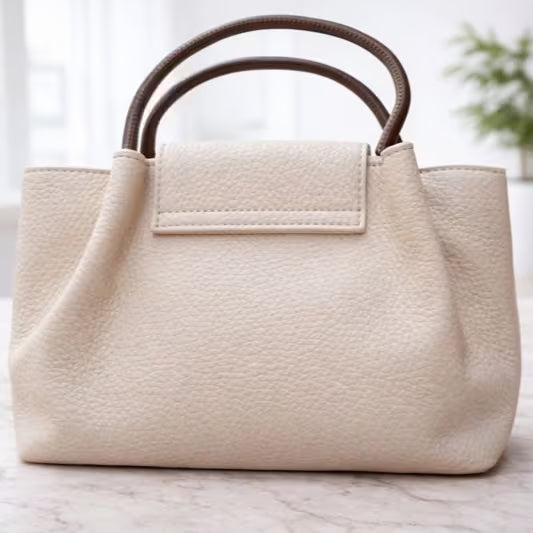 Imported Pebble Grain Tassel Handbag – Beige