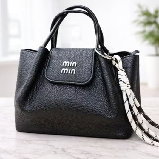 Imported Pebble Grain Tassel Handbag – Black