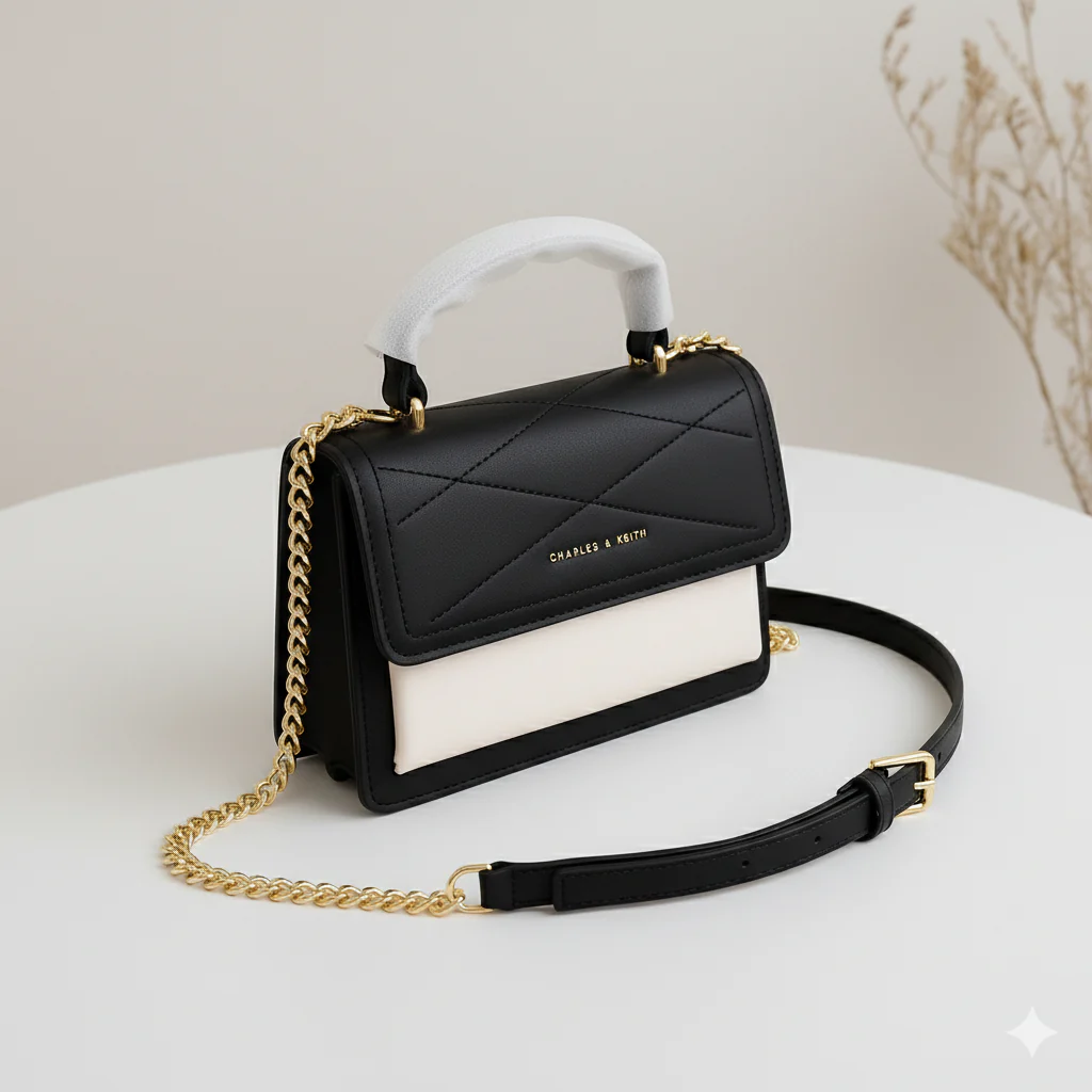 Two-Tone Flap Crossbody Handbag