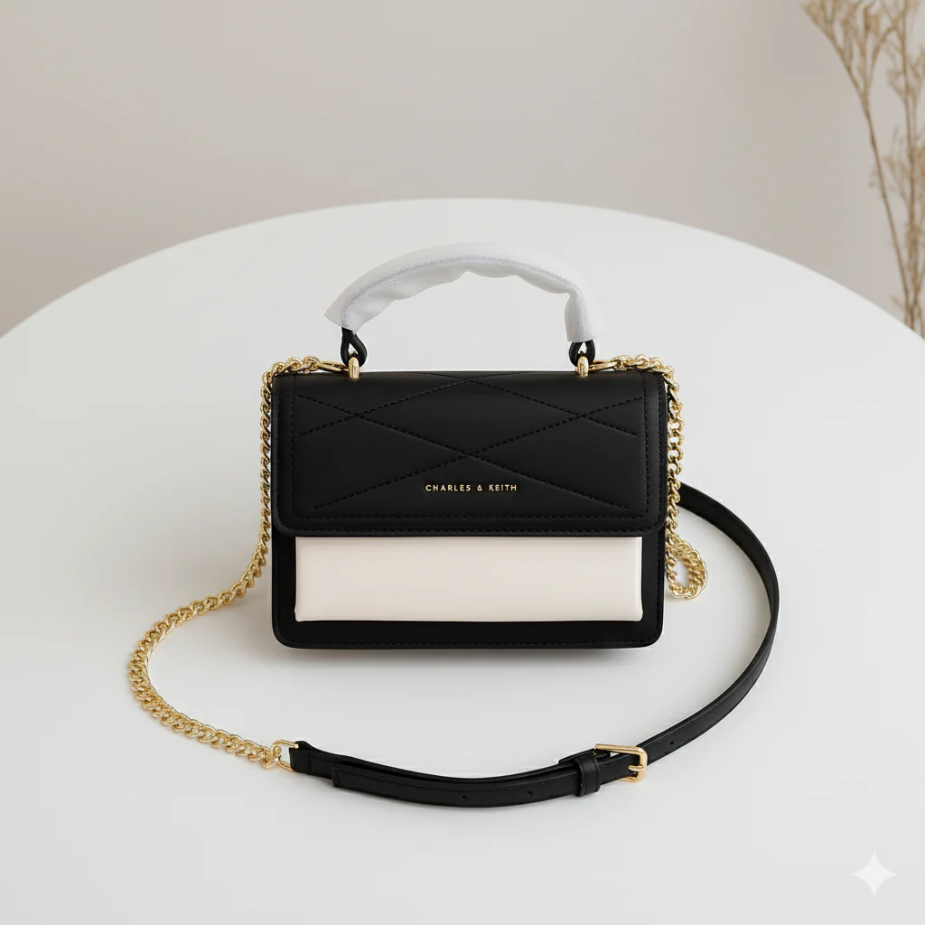 Two-Tone Flap Crossbody Handbag