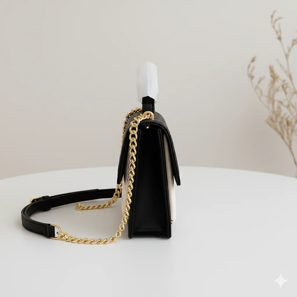 Two-Tone Flap Crossbody Handbag