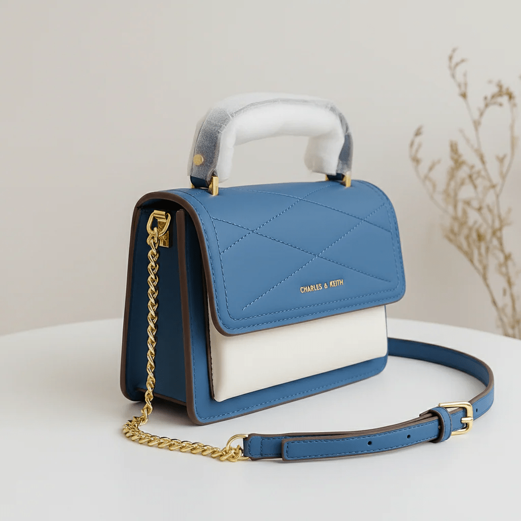 Two-Tone Flap Crossbody Handbag