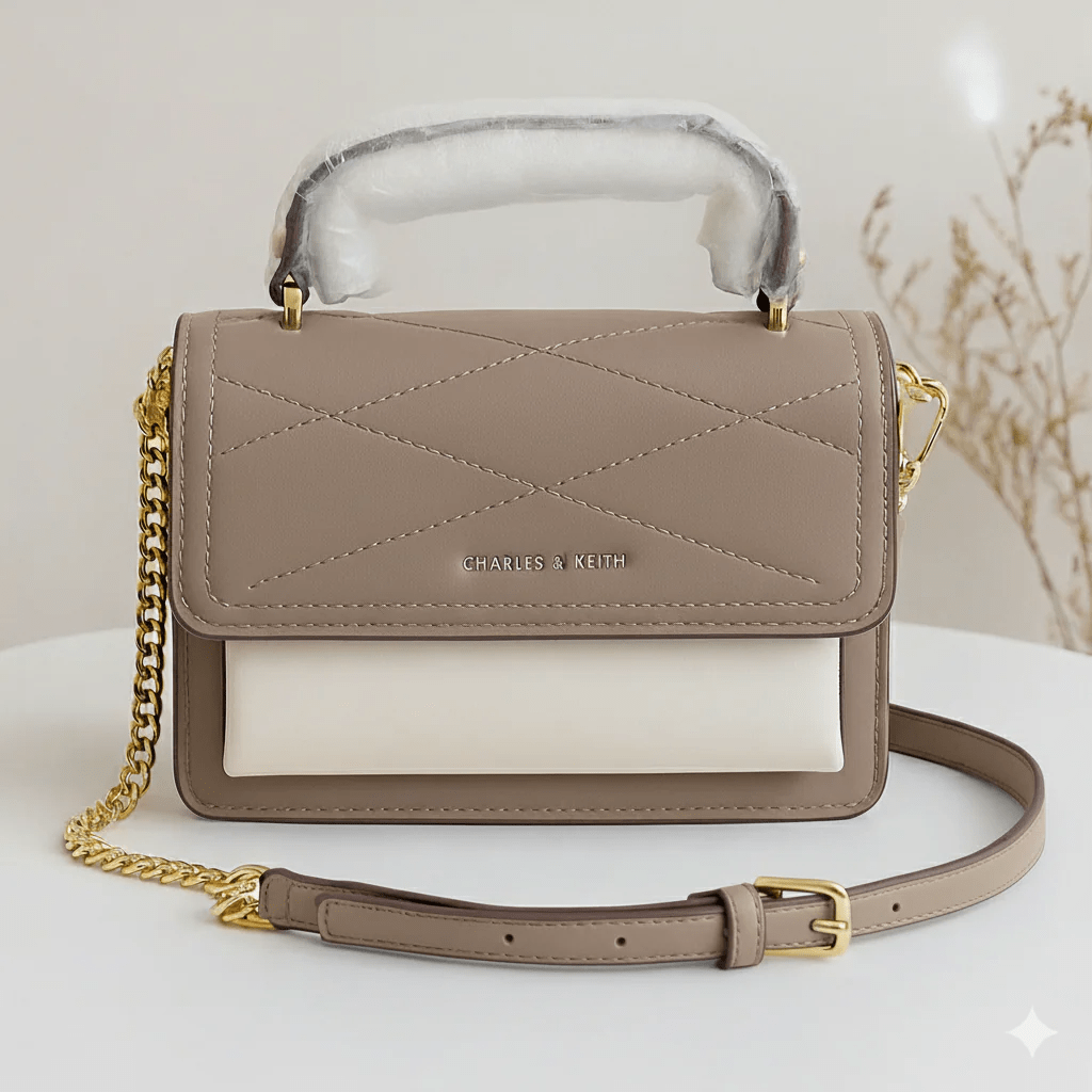 Two-Tone Flap Crossbody Handbag