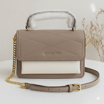 Two-Tone Flap Crossbody Handbag