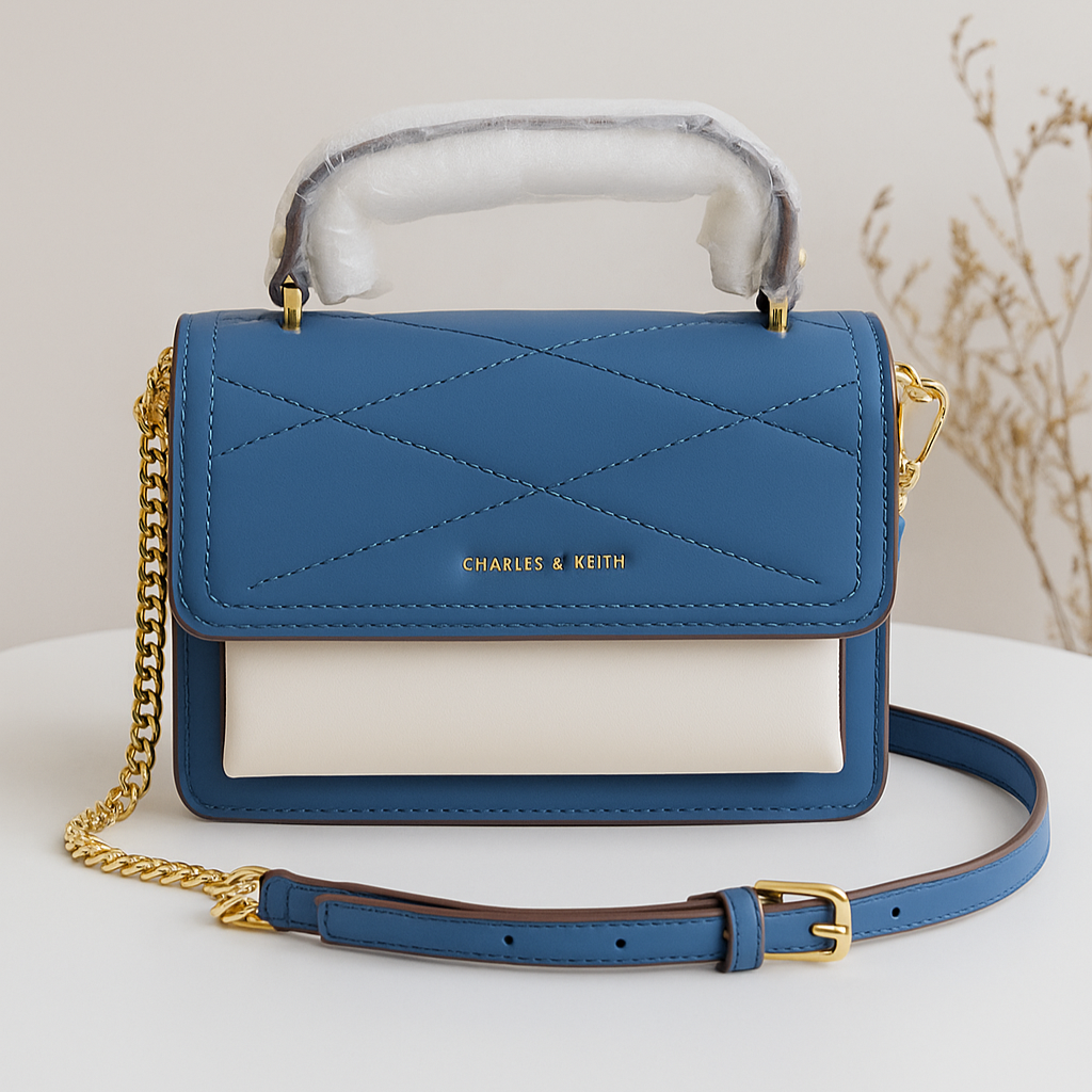 Two-Tone Flap Crossbody Handbag