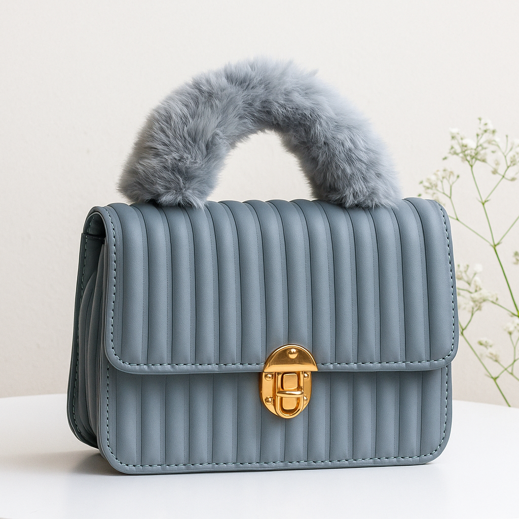 Gray Quilted Envelope Satche