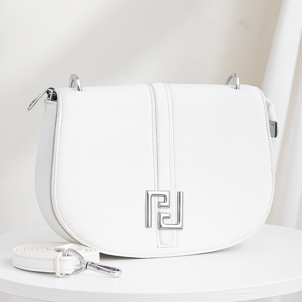 Imported White Round Crossbody Bag