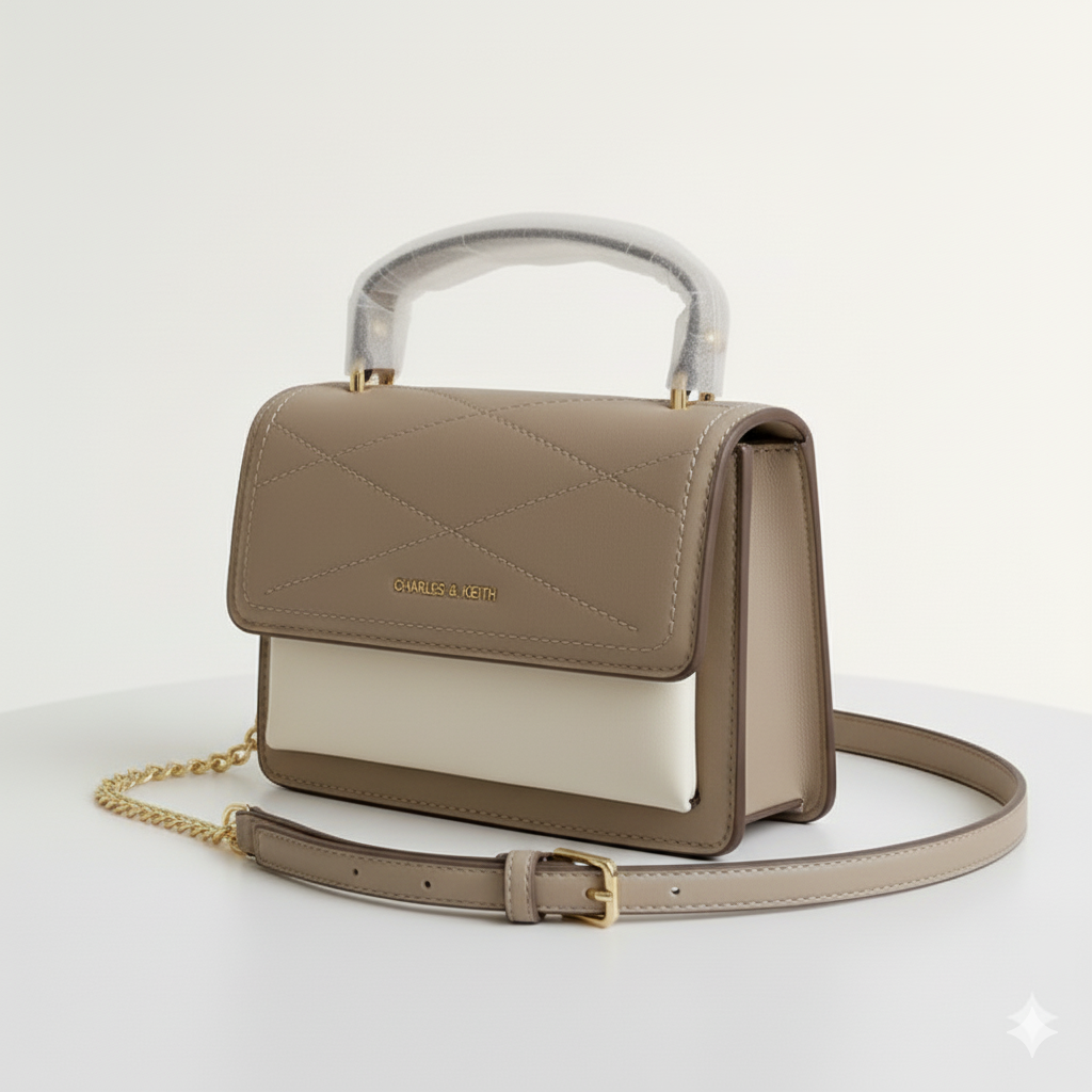 Two-Tone Flap Crossbody Handbag