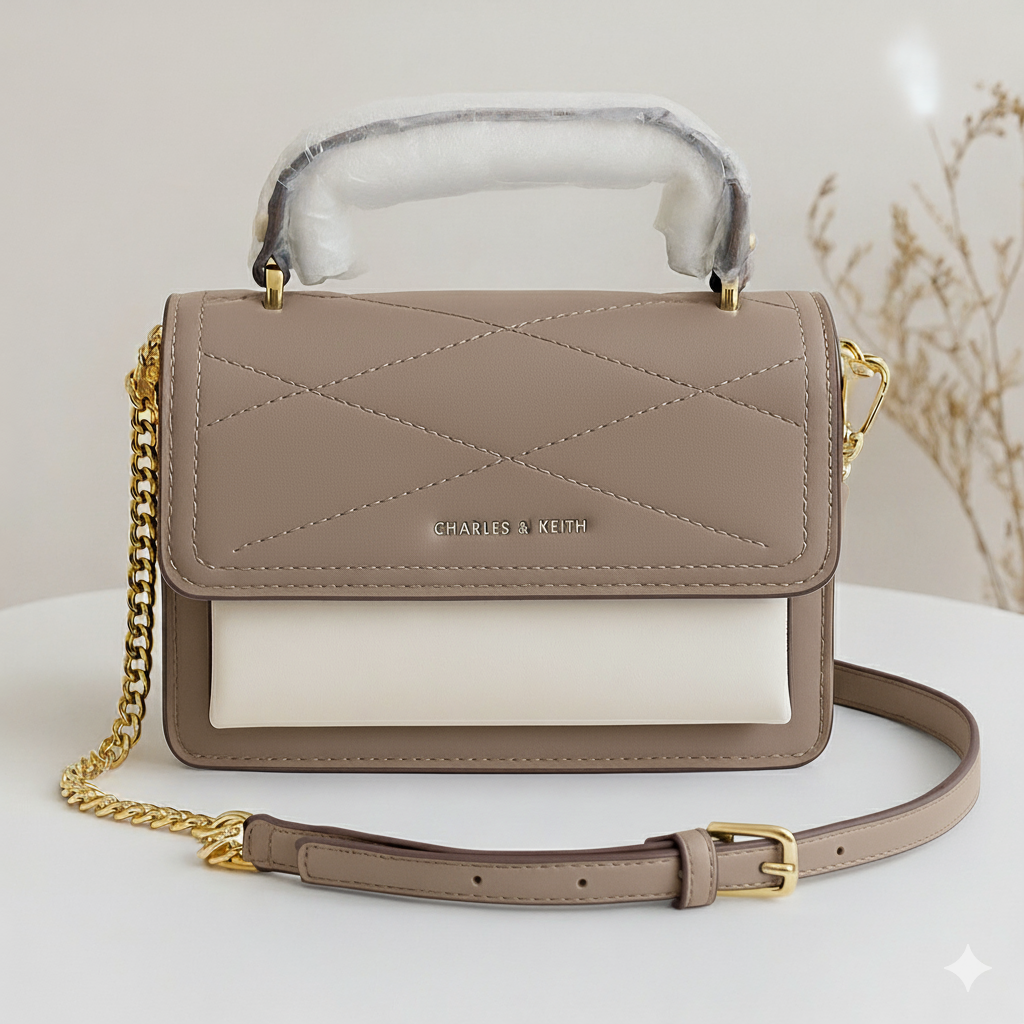 Two-Tone Flap Crossbody Handbag