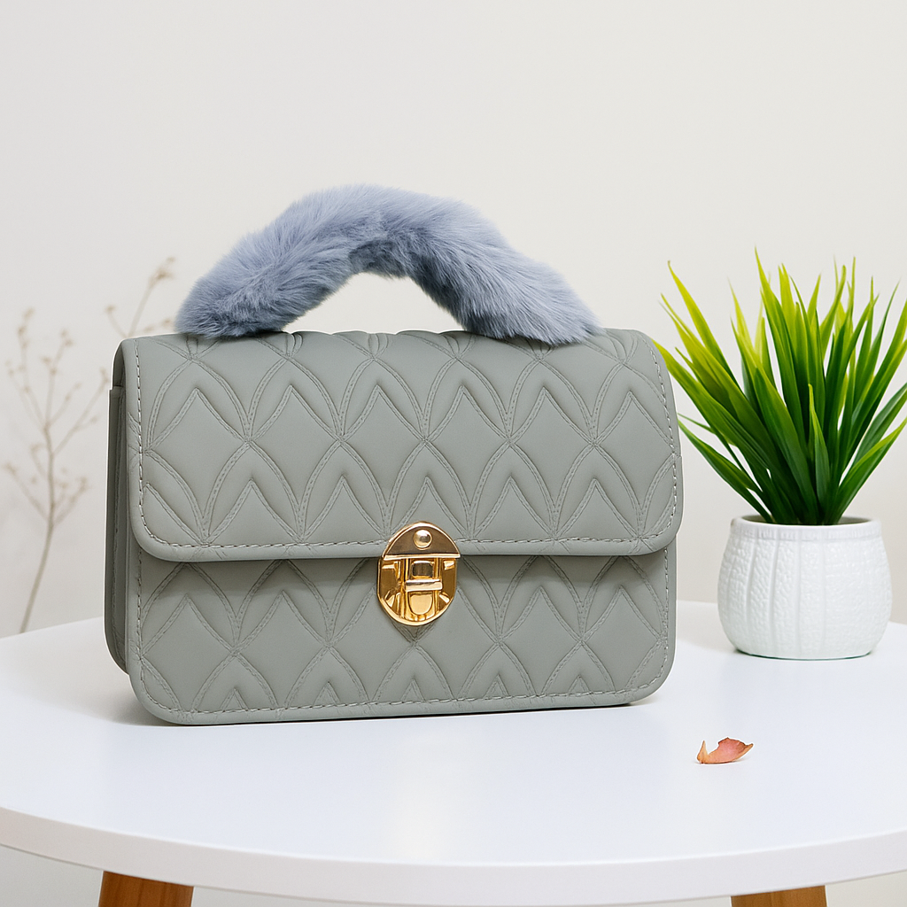 Light green Quilted Envelope Satchel