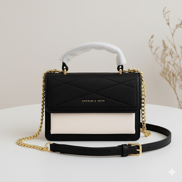 Two-Tone Flap Crossbody Handbag