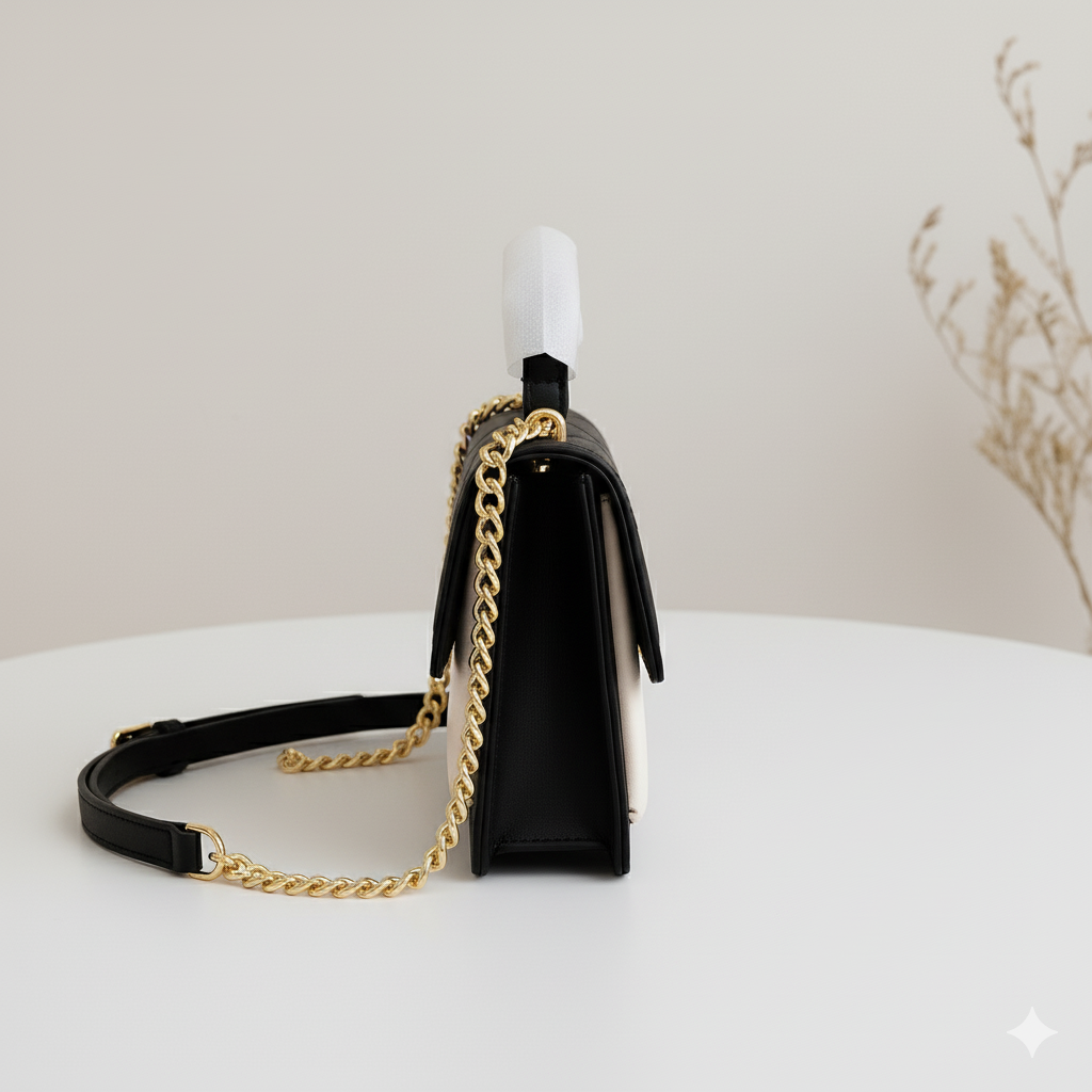 Two-Tone Flap Crossbody Handbag