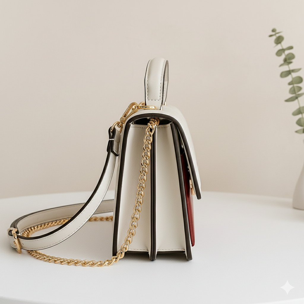 Two-Tone Flap Crossbody Handbag