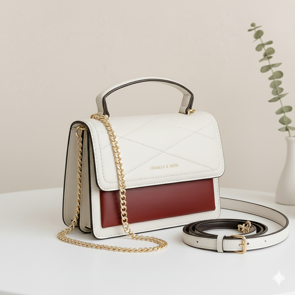 Two-Tone Flap Crossbody Handbag